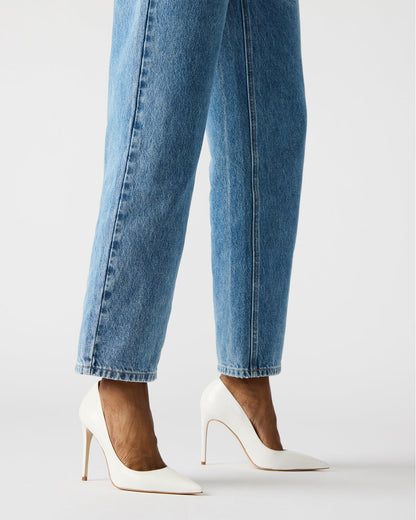 NOIR White Leather Pointed-Toe Stiletto Pump Women's Heels | Steve Madden