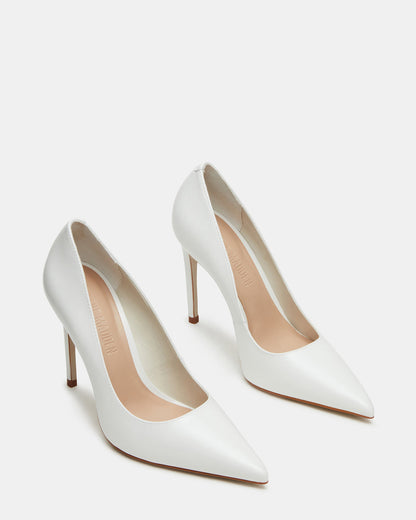 NOIR White Leather Pointed-Toe Stiletto Pump Women's Heels | Steve Madden