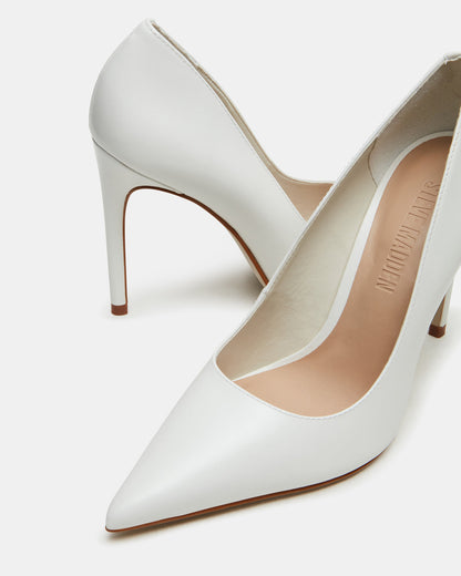 NOIR White Leather Pointed-Toe Stiletto Pump Women's Heels | Steve Madden