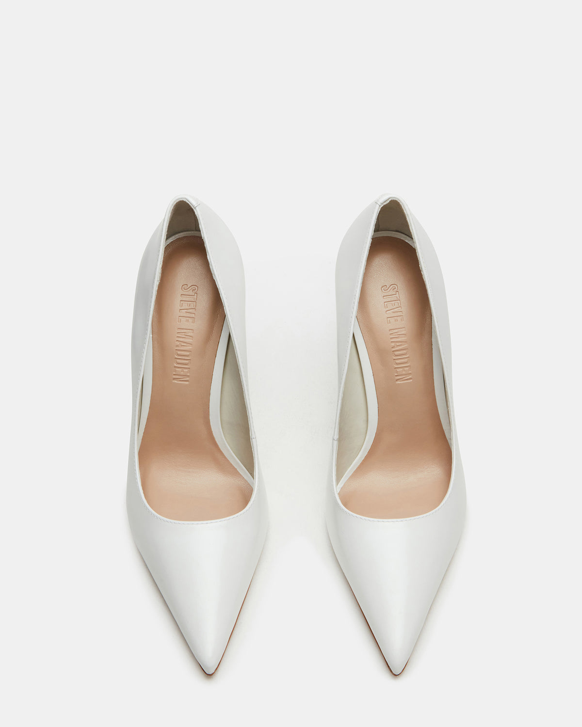 NOIR White Leather Pointed-Toe Stiletto Pump Women's Heels | Steve Madden