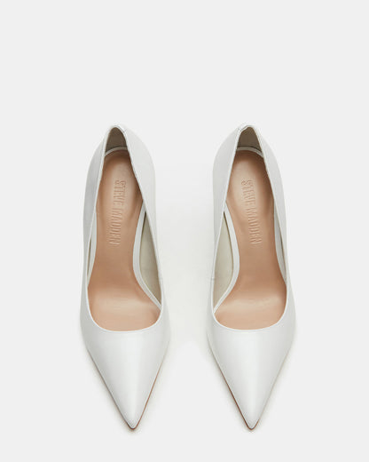 NOIR White Leather Pointed-Toe Stiletto Pump Women's Heels | Steve Madden