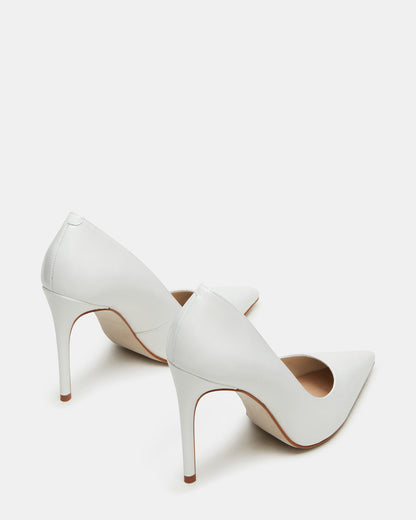 NOIR White Leather Pointed-Toe Stiletto Pump Women's Heels | Steve Madden