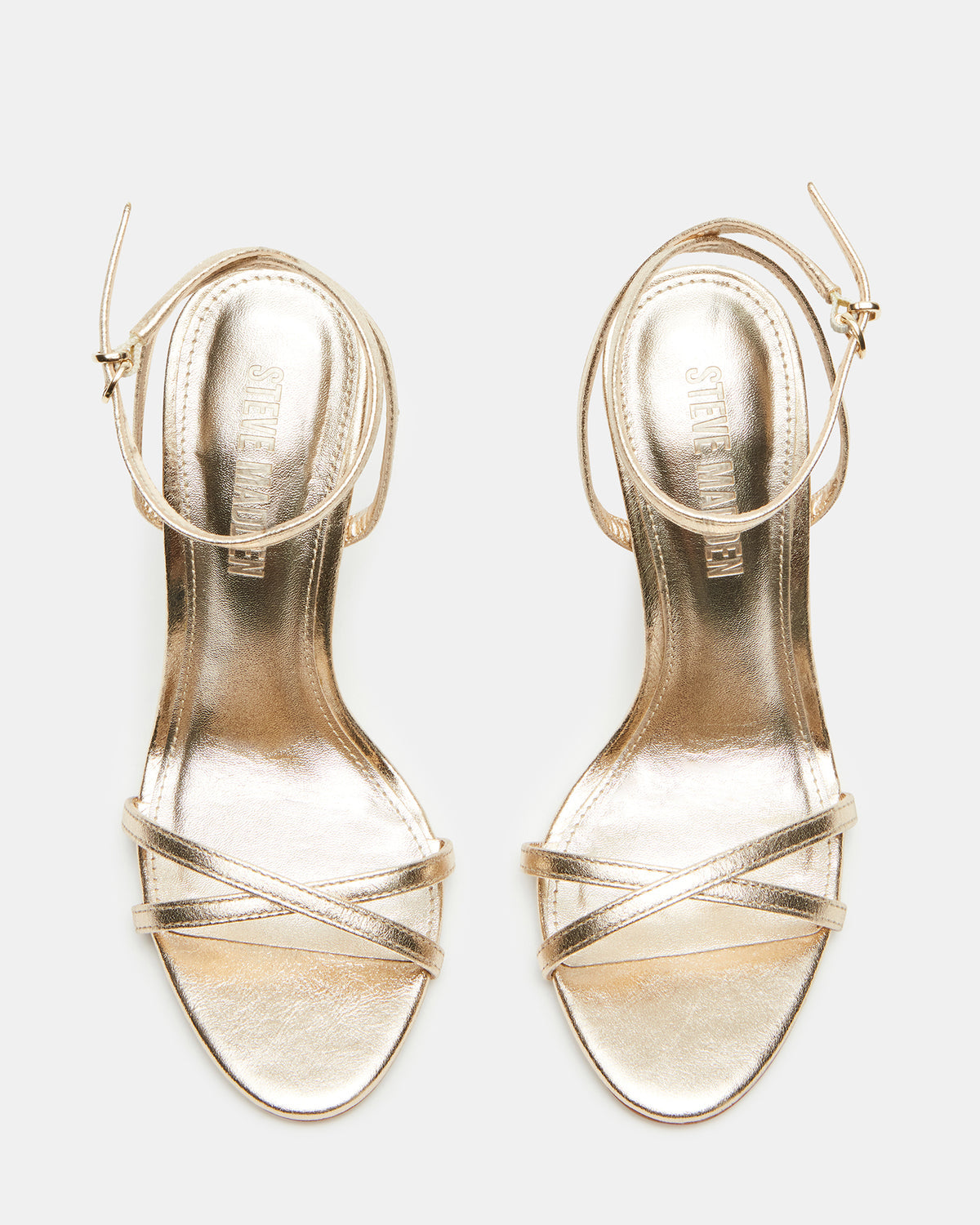 JYPSEY Gold Leather Strappy Stiletto Women's Heel | Steve Madden