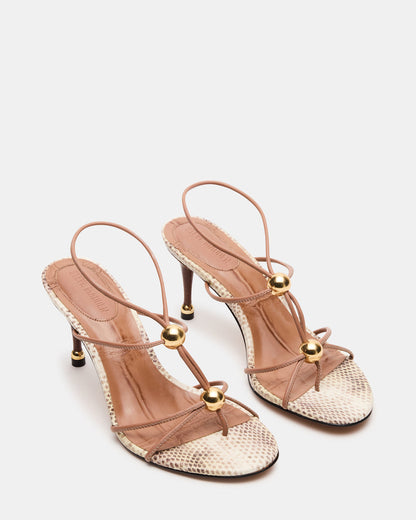 RAMOS Natural Snake Strappy Stiletto Women's Heel | Steve Madden