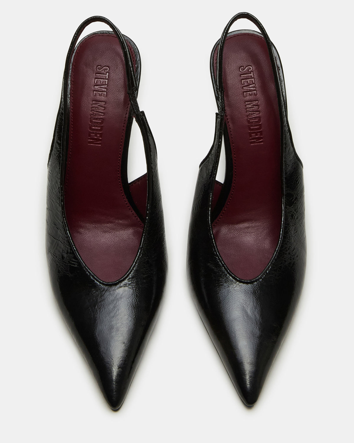 ANDROMEDA Black Leather Slingback Pointed-Toe Stiletto Pump Women's Heel | Steve Madden