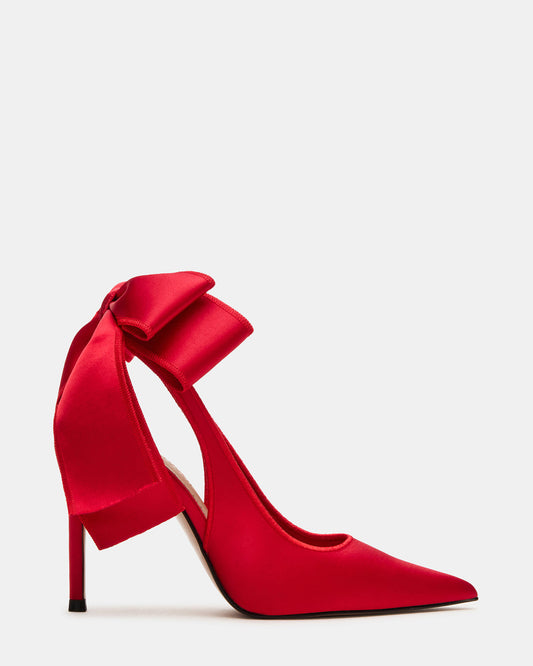 TEACUP Red Satin Women's Pointed-Toe Slingback Heel | Steve Madden