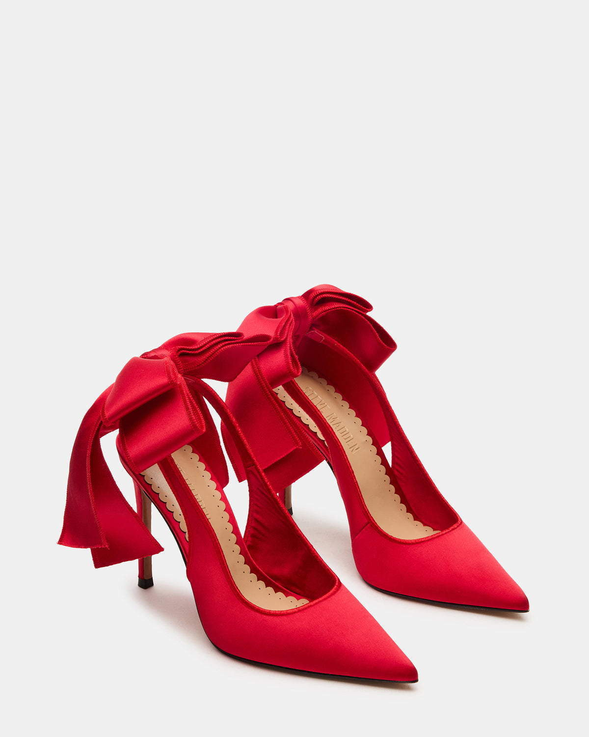 TEACUP Red Satin Women's Pointed-Toe Slingback Heel | Steve Madden