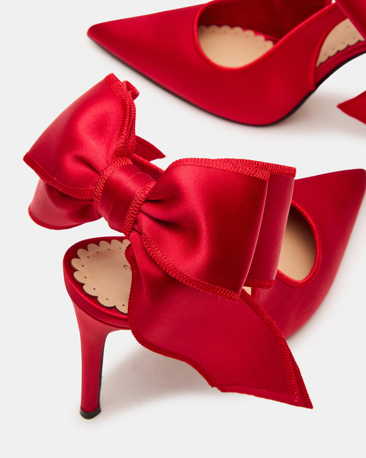 TEACUP Red Satin Women's Pointed-Toe Slingback Heel | Steve Madden