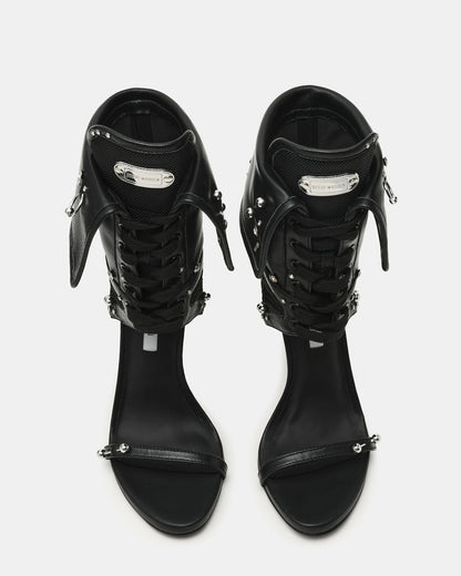 CASELLA Piercing Black Open-Toe Stiletto Lace-Up Women's Heel | Steve Madden
