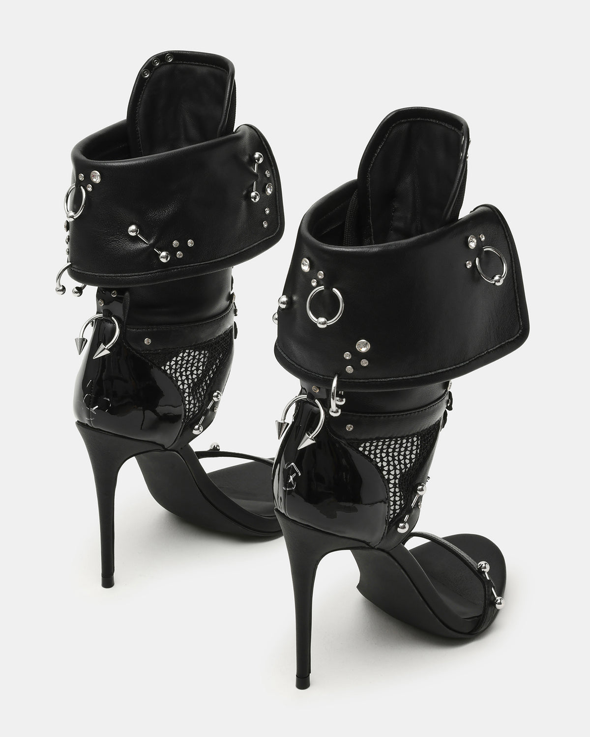 CASELLA Piercing Black Open-Toe Stiletto Lace-Up Women's Heel | Steve Madden