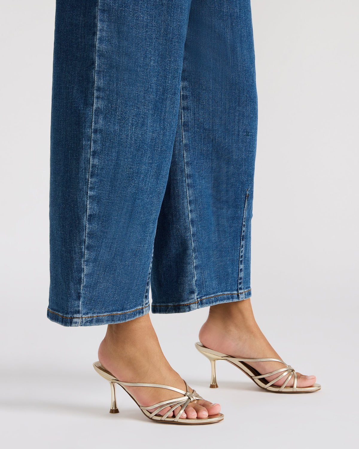 EDNA Champagne Leather Strappy Mule Women's Heel | Steve Madden