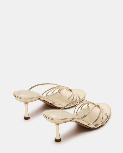 EDNA Champagne Leather Strappy Mule Women's Heel | Steve Madden