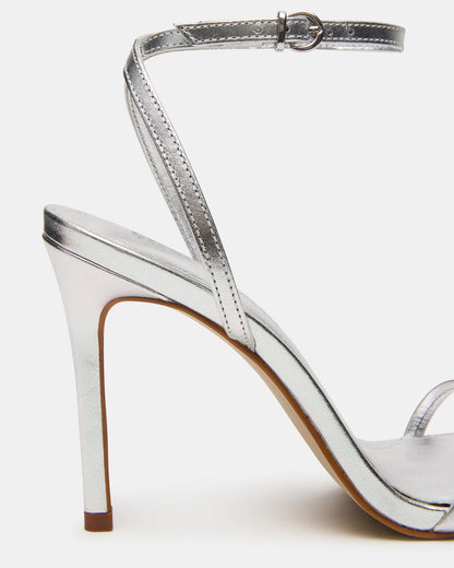JYPSEY Silver Leather Strappy Stiletto Women's Heel | Steve Madden