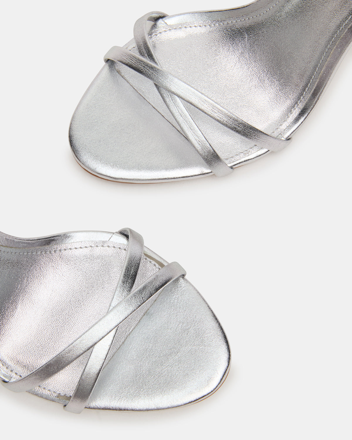 JYPSEY Silver Leather Strappy Stiletto Women's Heel | Steve Madden