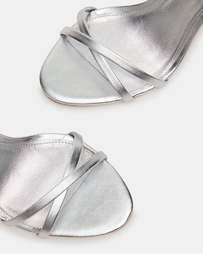 JYPSEY Silver Leather Strappy Stiletto Women's Heel | Steve Madden