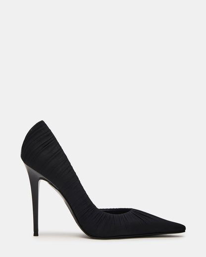 ELEGANT Black Ruched Pointed-Toe Stiletto Pump Women's Heel | Steve Madden