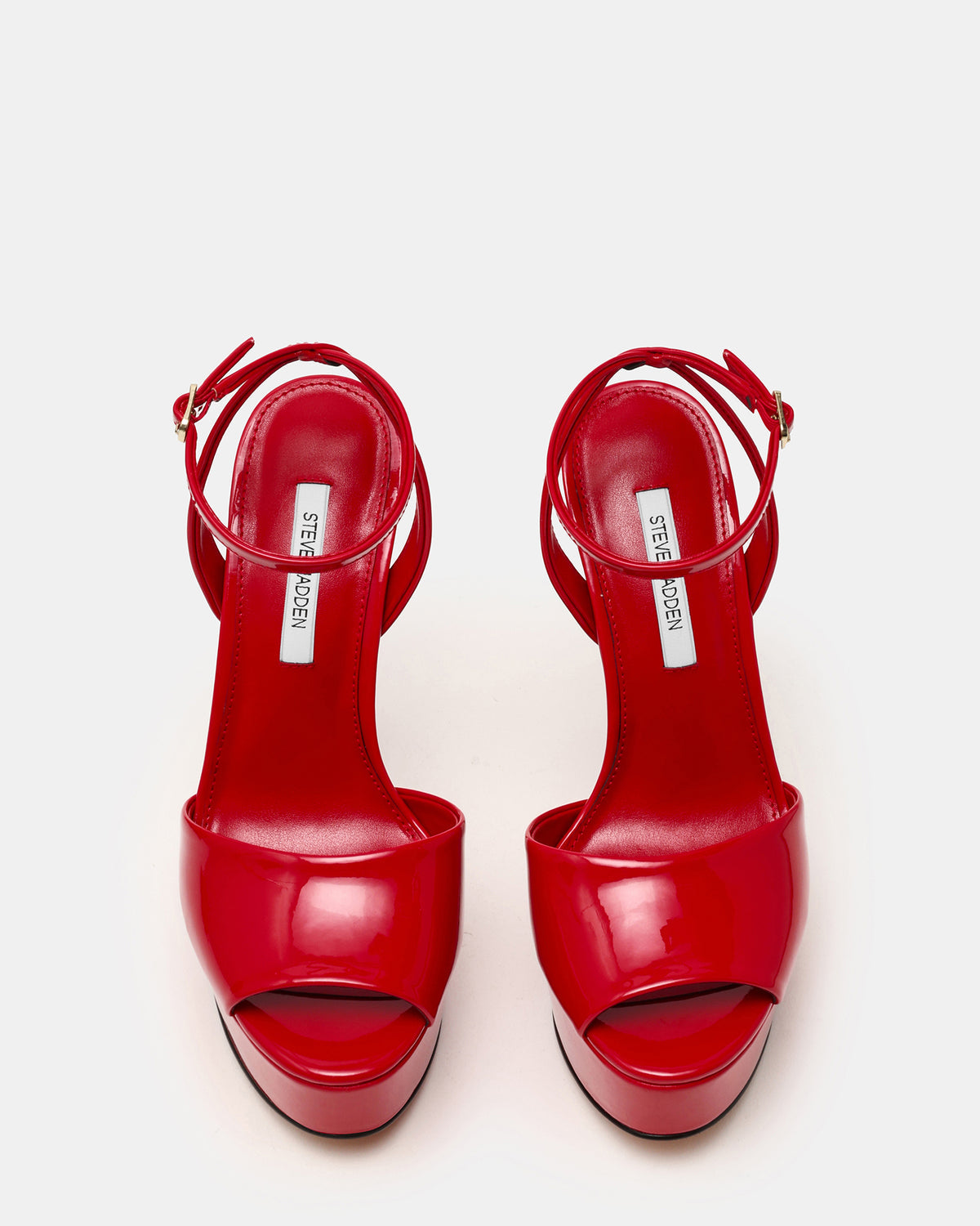 JEZZICA Red Patent Platform Stiletto Ankle Strap Women's Heel | Steve Madden