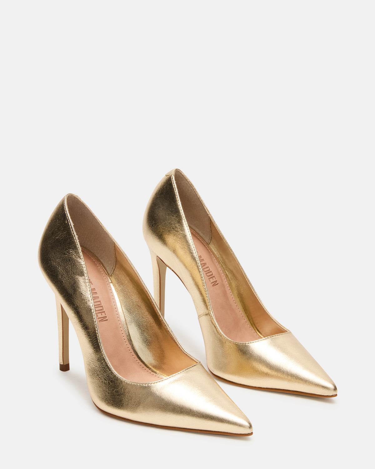 NOIR Gold Leather Pointed-Toe Stiletto Pump Women's Heels | Steve Madden