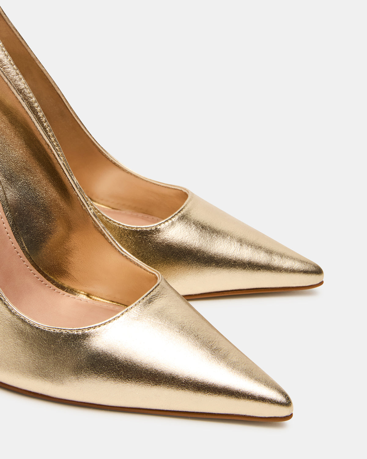 NOIR Gold Leather Pointed-Toe Stiletto Pump Women's Heels | Steve Madden