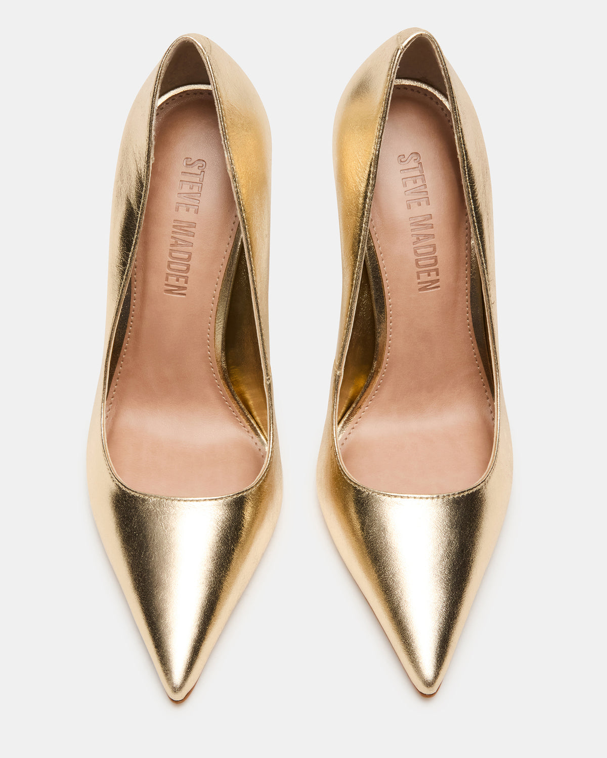NOIR Gold Leather Pointed-Toe Stiletto Pump Women's Heels | Steve Madden