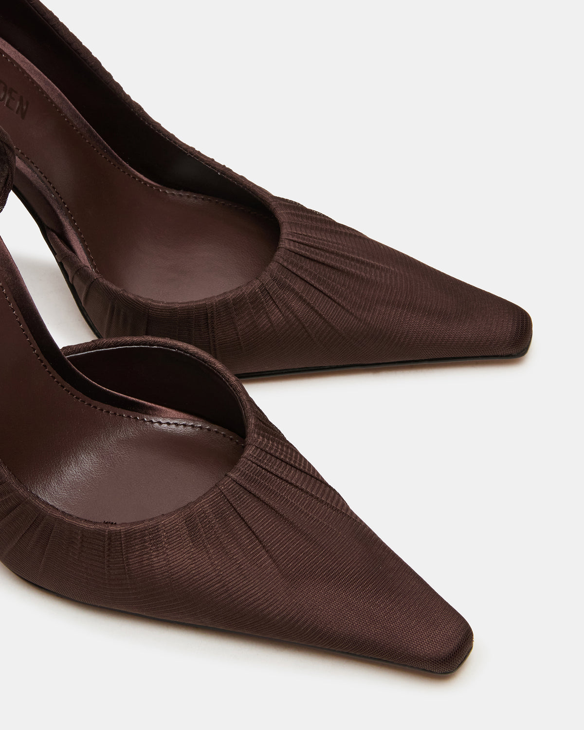 ELEGANT Brown Ruched Pointed-Toe Stiletto Pump Women's Heel | Steve Madden