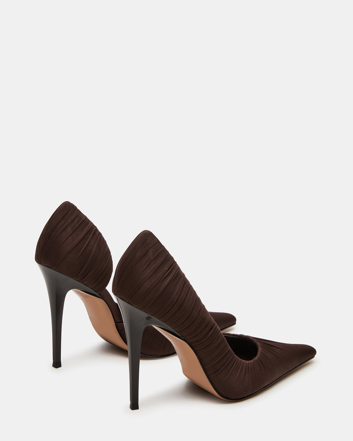 ELEGANT Brown Ruched Pointed-Toe Stiletto Pump Women's Heel | Steve Madden