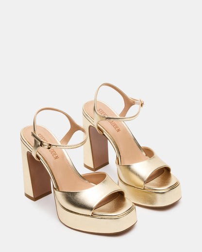 LIANDRA Champagne Women's Platform Square-Toe Strappy Heel | Steve Madden