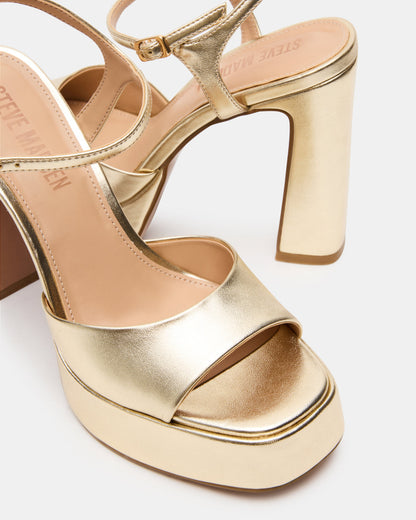 LIANDRA Champagne Women's Platform Square-Toe Strappy Heel | Steve Madden