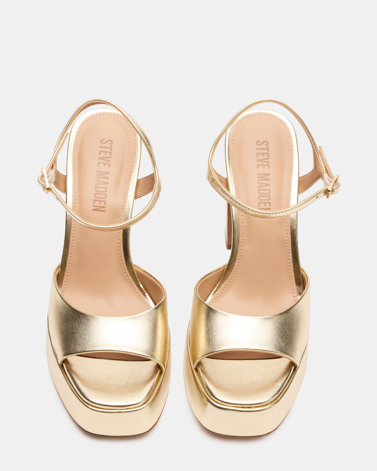 LIANDRA Champagne Women's Platform Square-Toe Strappy Heel | Steve Madden