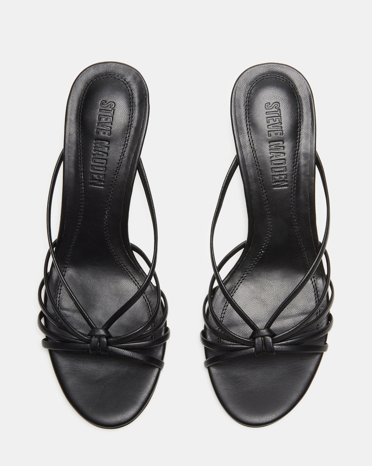 EDNA Black Leather Strappy Mule Women's Heel | Steve Madden