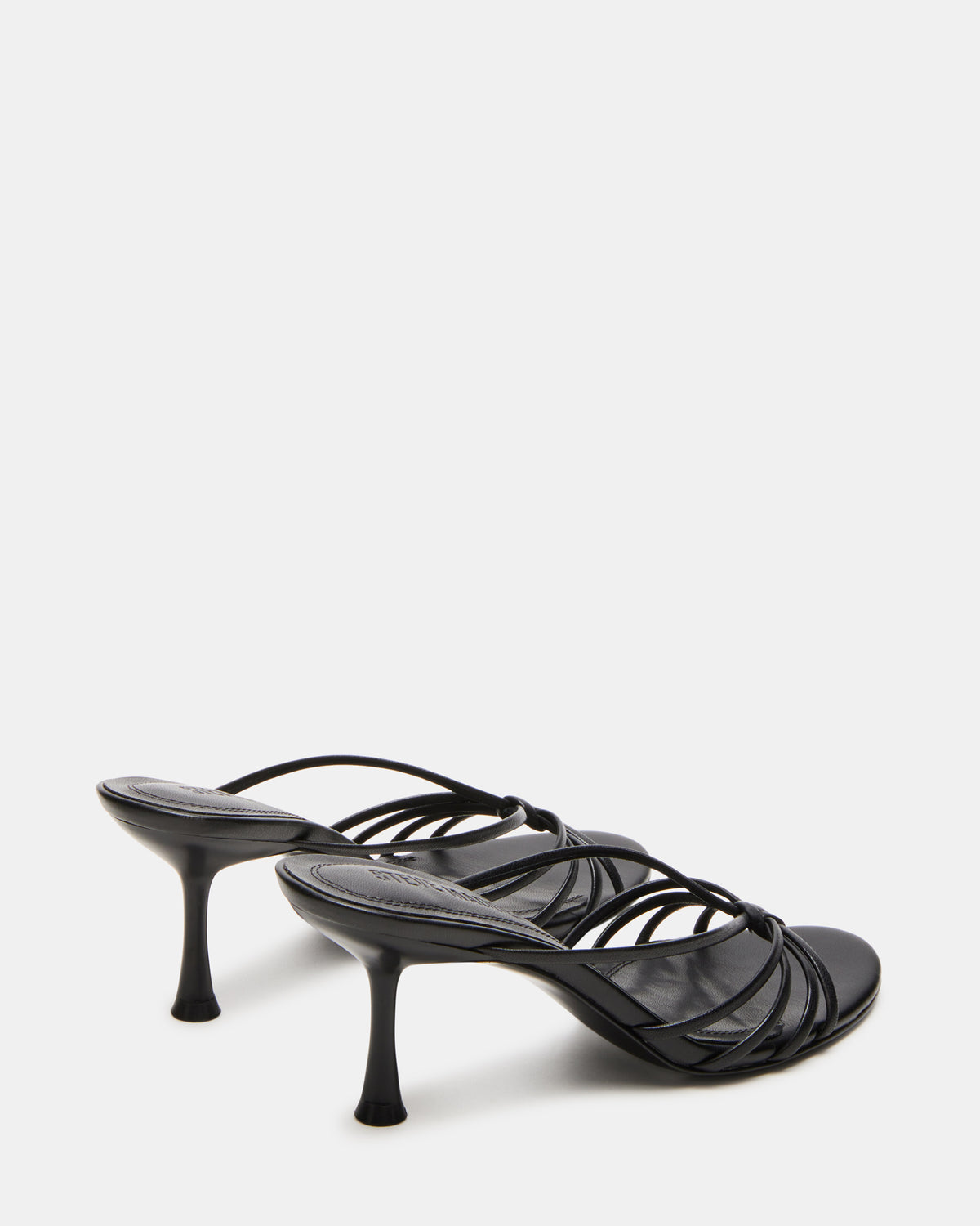 EDNA Black Leather Strappy Mule Women's Heel | Steve Madden
