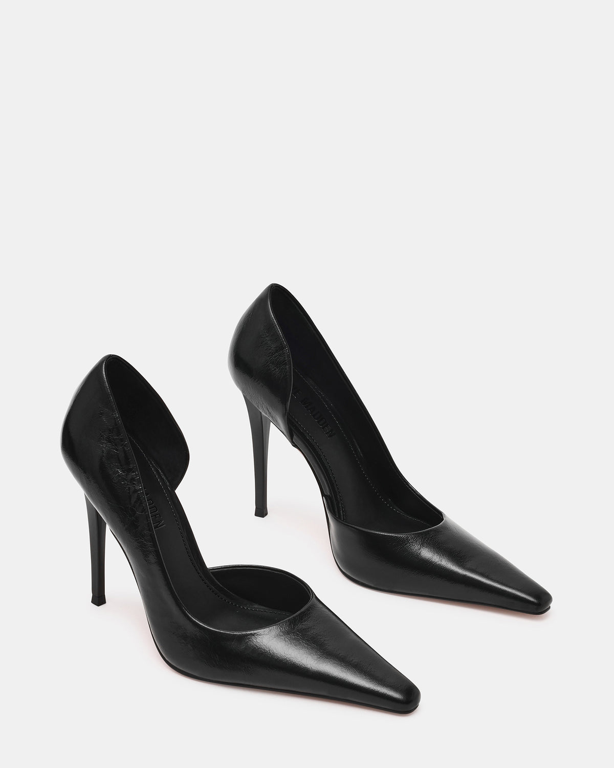 ELEGANT Black Leather Pointed-Toe Stiletto Pump Women's Heel | Steve Madden