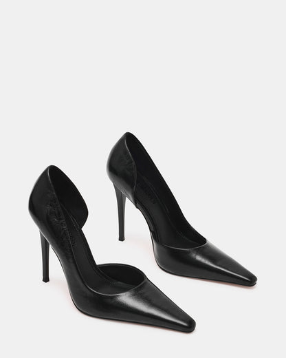 ELEGANT Black Leather Pointed-Toe Stiletto Pump Women's Heel | Steve Madden