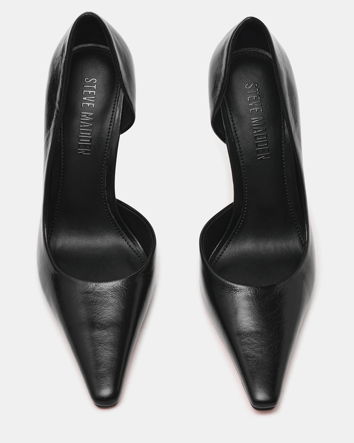 ELEGANT Black Leather Pointed-Toe Stiletto Pump Women's Heel | Steve Madden