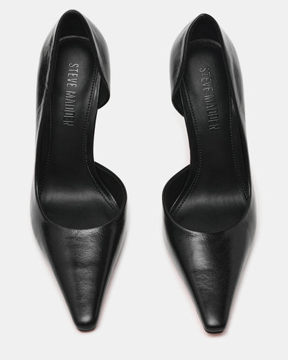 ELEGANT Black Leather Pointed-Toe Stiletto Pump Women's Heel | Steve Madden