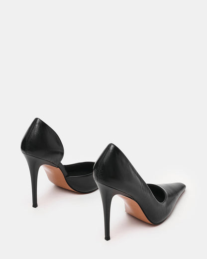 ELEGANT Black Leather Pointed-Toe Stiletto Pump Women's Heel | Steve Madden