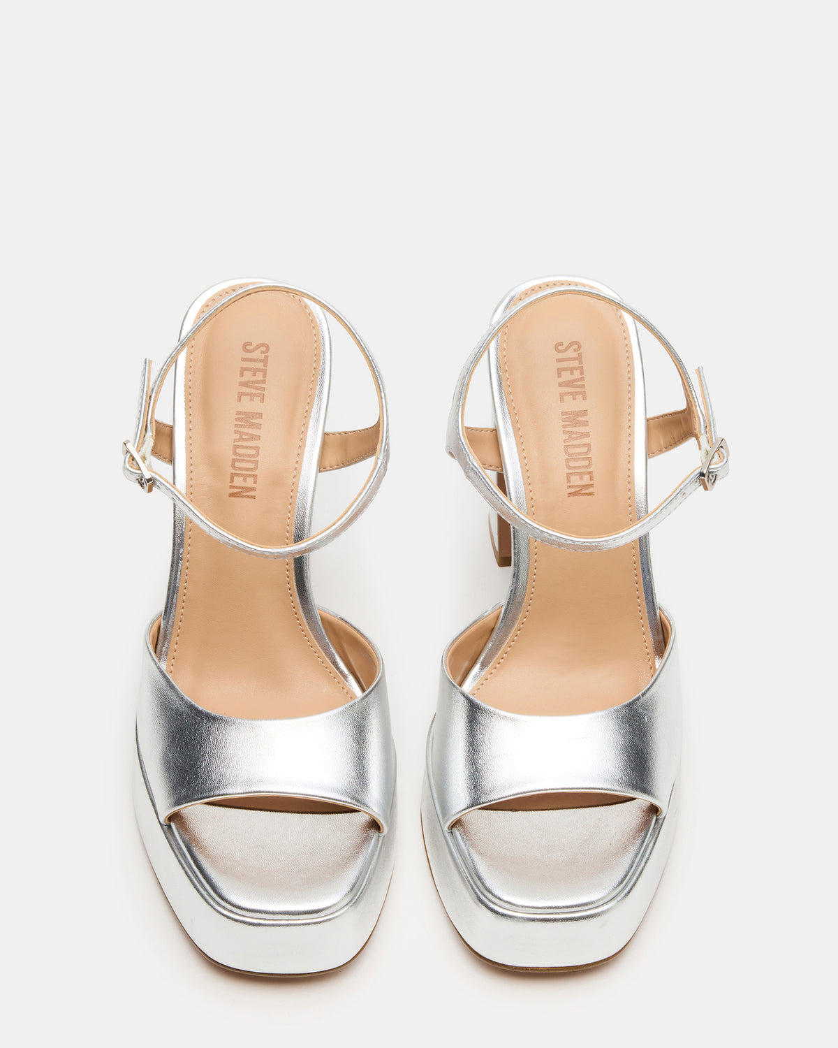 LIANDRA Silver Platform Square-Toe Strappy Women's Heel | Steve Madden