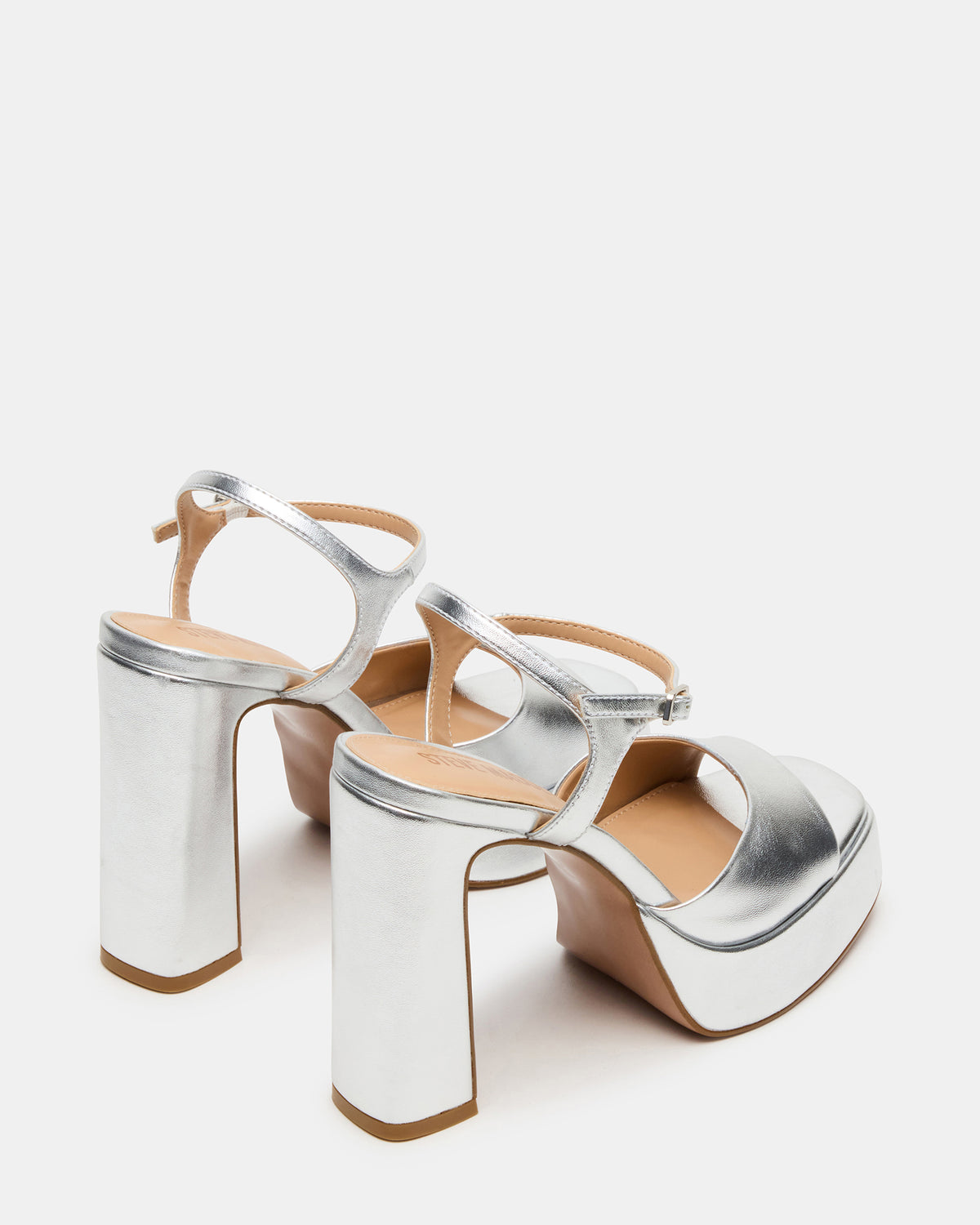 LIANDRA Silver Platform Square-Toe Strappy Women's Heel | Steve Madden