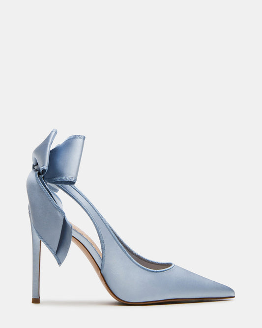 TEACUP Blue Satin Women's Pointed-Toe Slingback Heel | Steve Madden