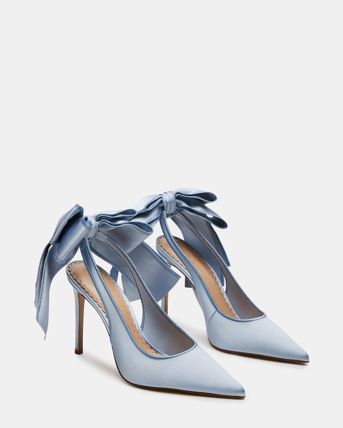 TEACUP Blue Satin Women's Pointed-Toe Slingback Heel | Steve Madden