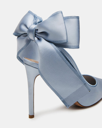 TEACUP Blue Satin Women's Pointed-Toe Slingback Heel | Steve Madden