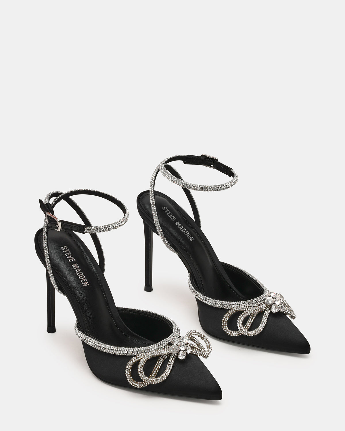 VIABLE Black Women's Rhinestone-Embellished Stilettos | Steve Madden