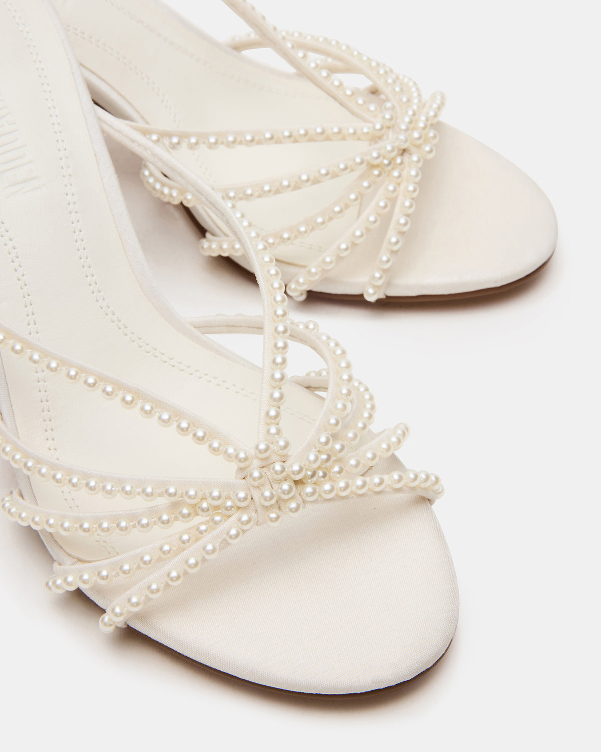 EDNA Pearl White Strappy Mule Women's Heel | Steve Madden