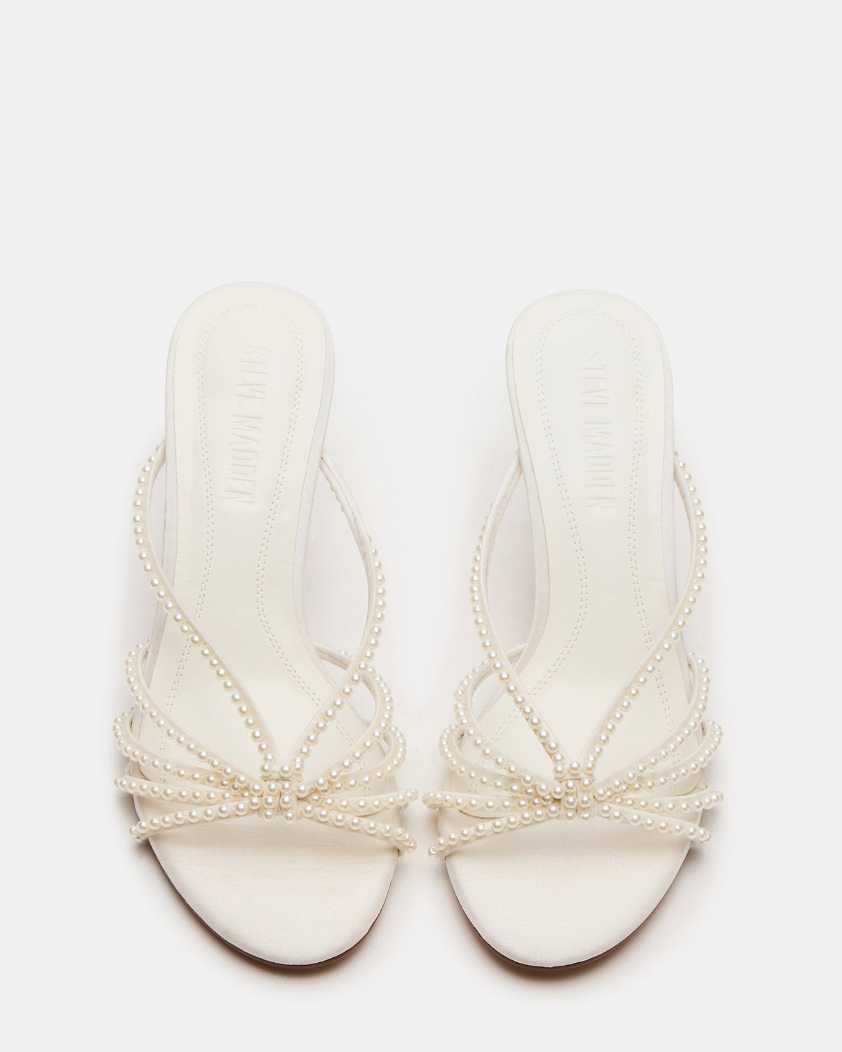 EDNA Pearl White Strappy Mule Women's Heel | Steve Madden