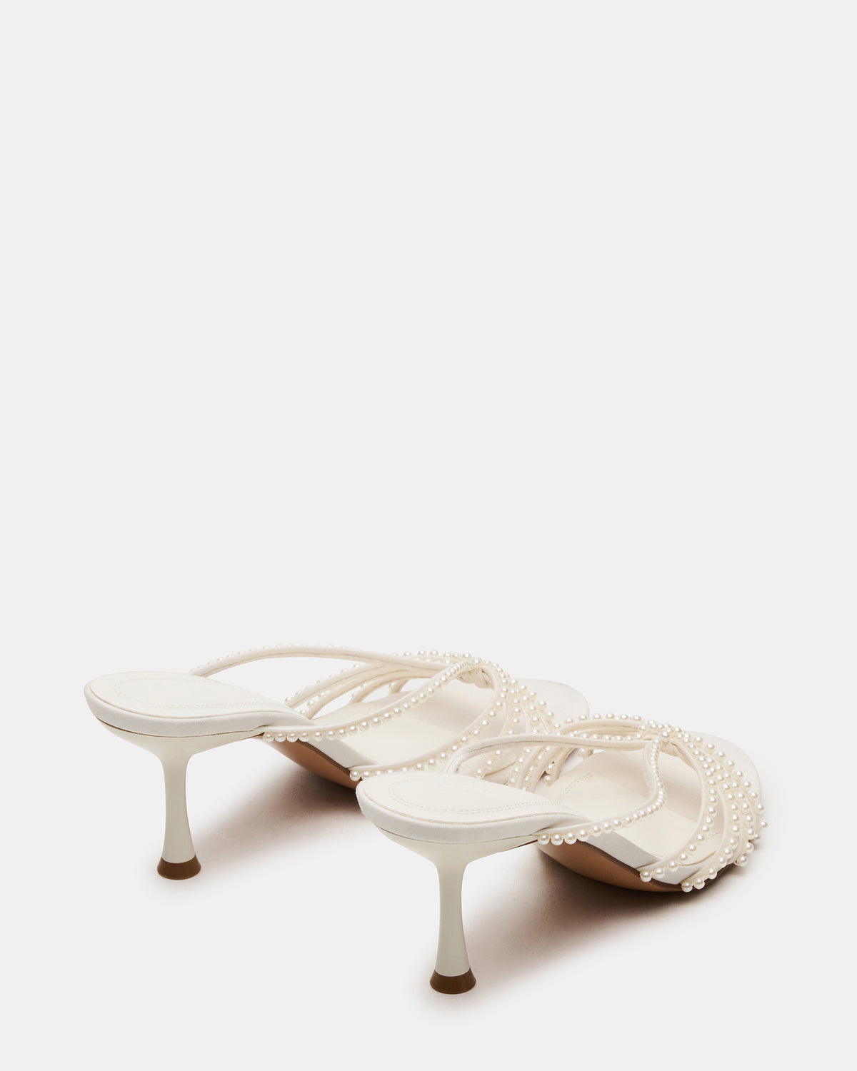 EDNA Pearl White Strappy Mule Women's Heel | Steve Madden
