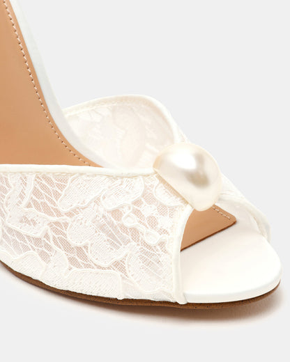 PRIYA Pearl White Lace Mule Women's Heel | Steve Madden