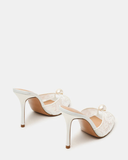 PRIYA Pearl White Lace Mule Women's Heel | Steve Madden