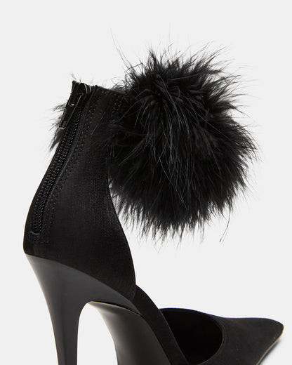ELUSIVE Black Satin Pointed-Toe Stiletto Pump Women's Heel | Steve Madden