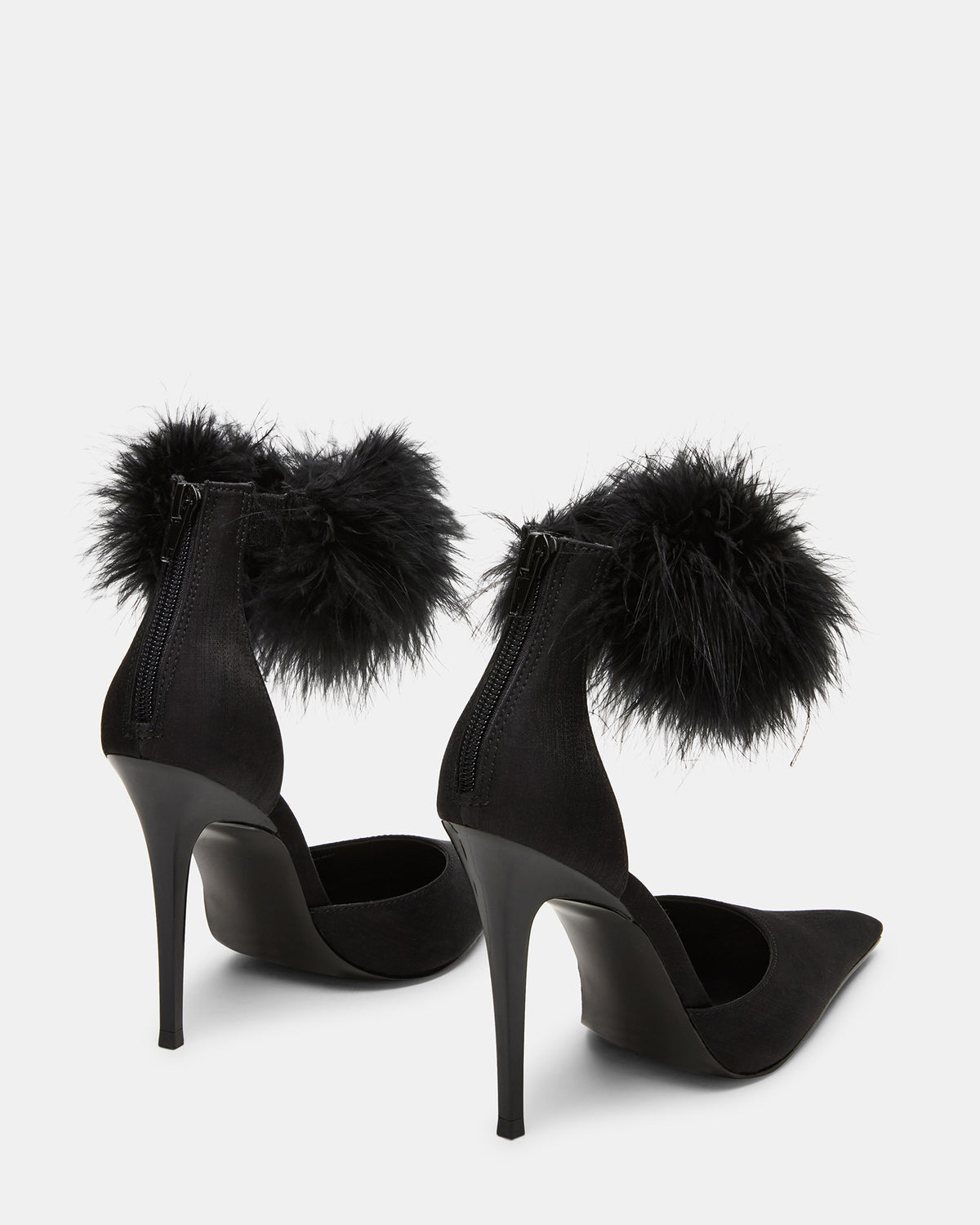 ELUSIVE Black Satin Pointed-Toe Stiletto Pump Women's Heel | Steve Madden