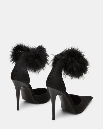 ELUSIVE Black Satin Pointed-Toe Stiletto Pump Women's Heel | Steve Madden